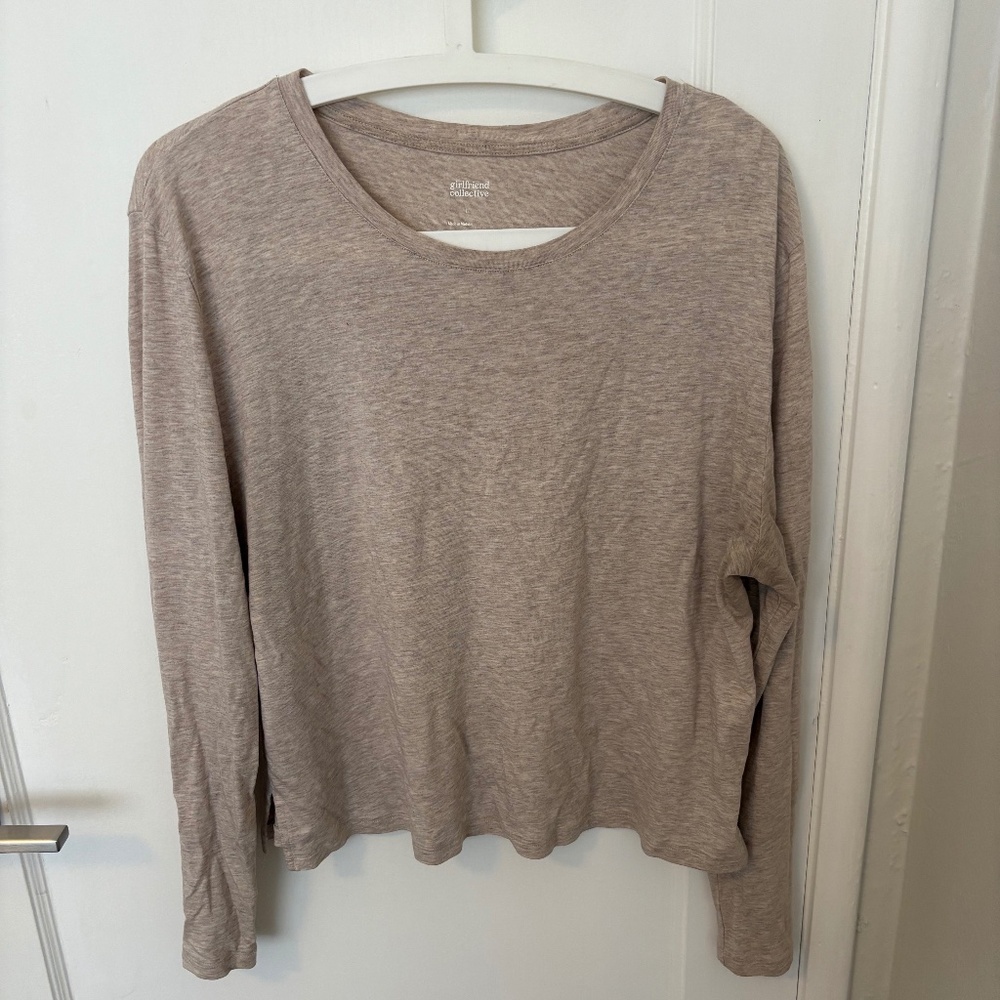 Girlfriend Collective Long Sleeve Cupro Tee Large Dune Cream
